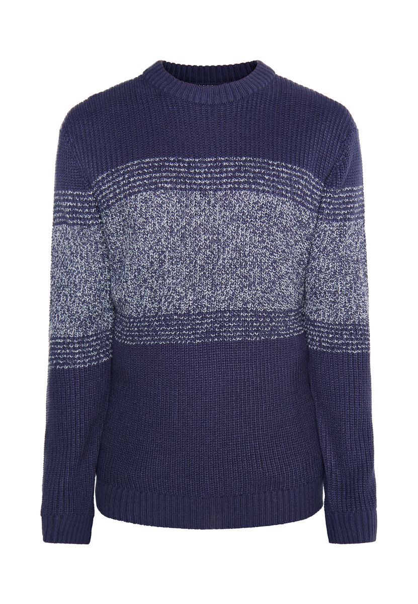 Rippstrick-Pullover mit Melange-Streifen