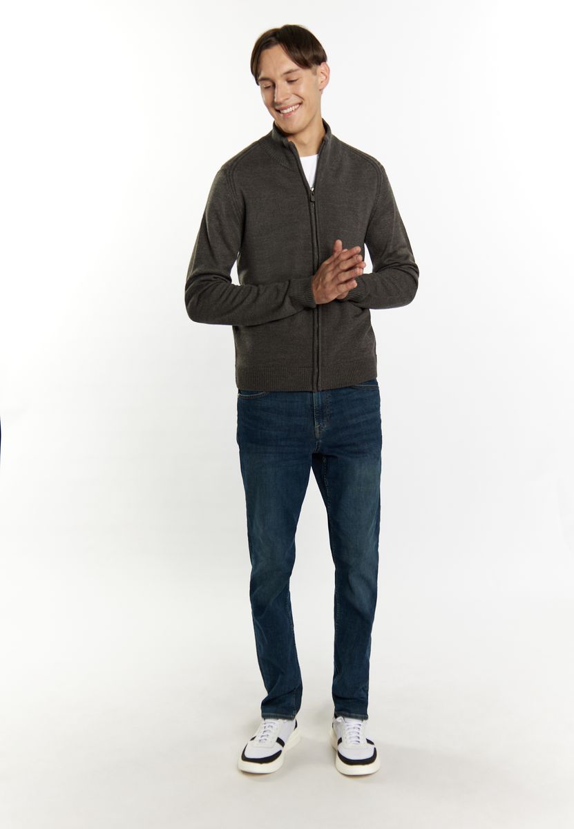Strickjacke mit Reißverschluss und Rippbündchen