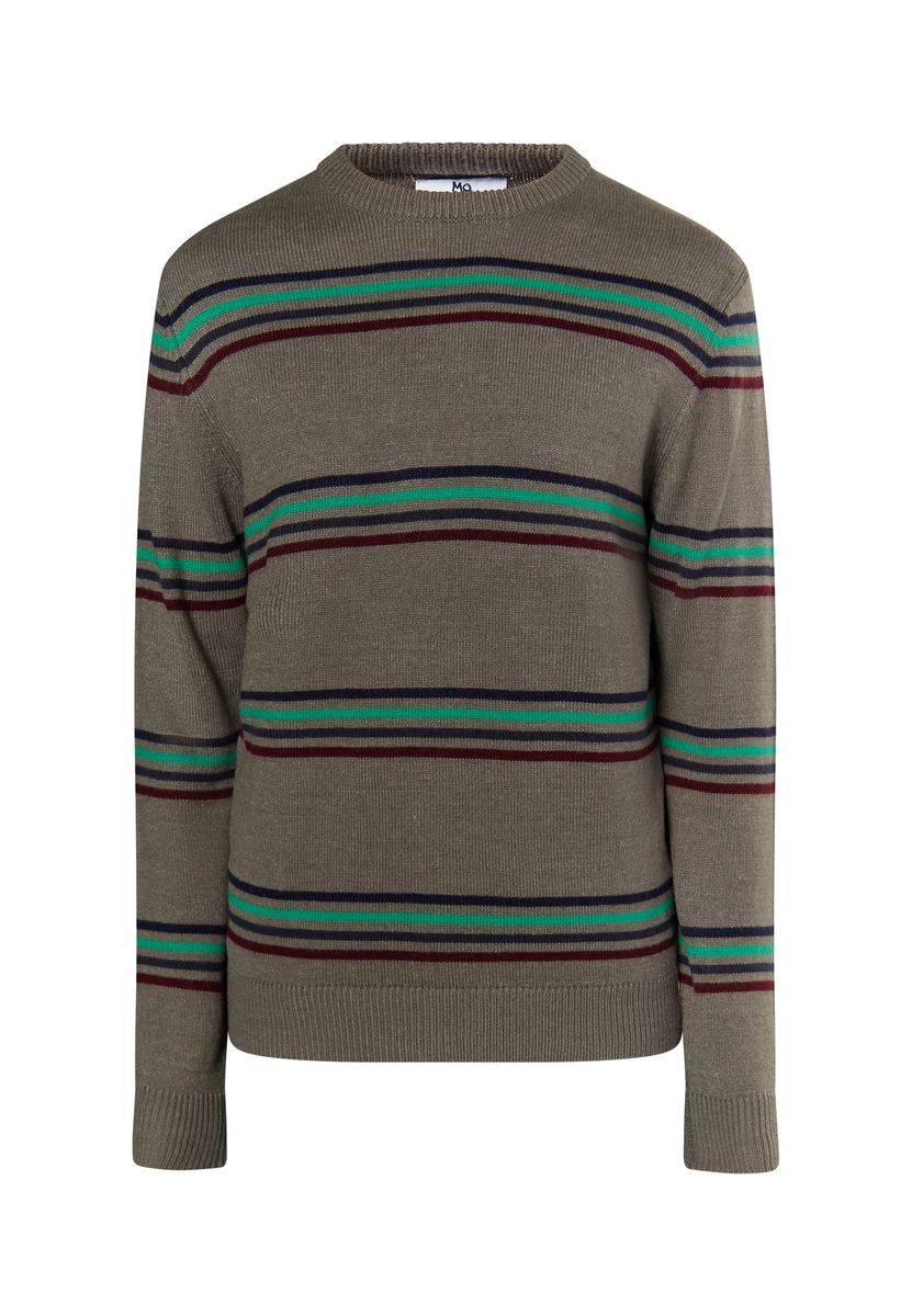 Gestreifter Strickpullover mit Rundhalsausschnitt
