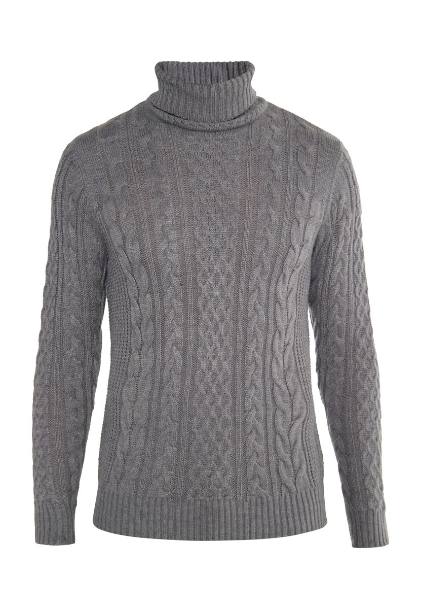 Klassischer Rollkragenpullover mit Zopfstrick