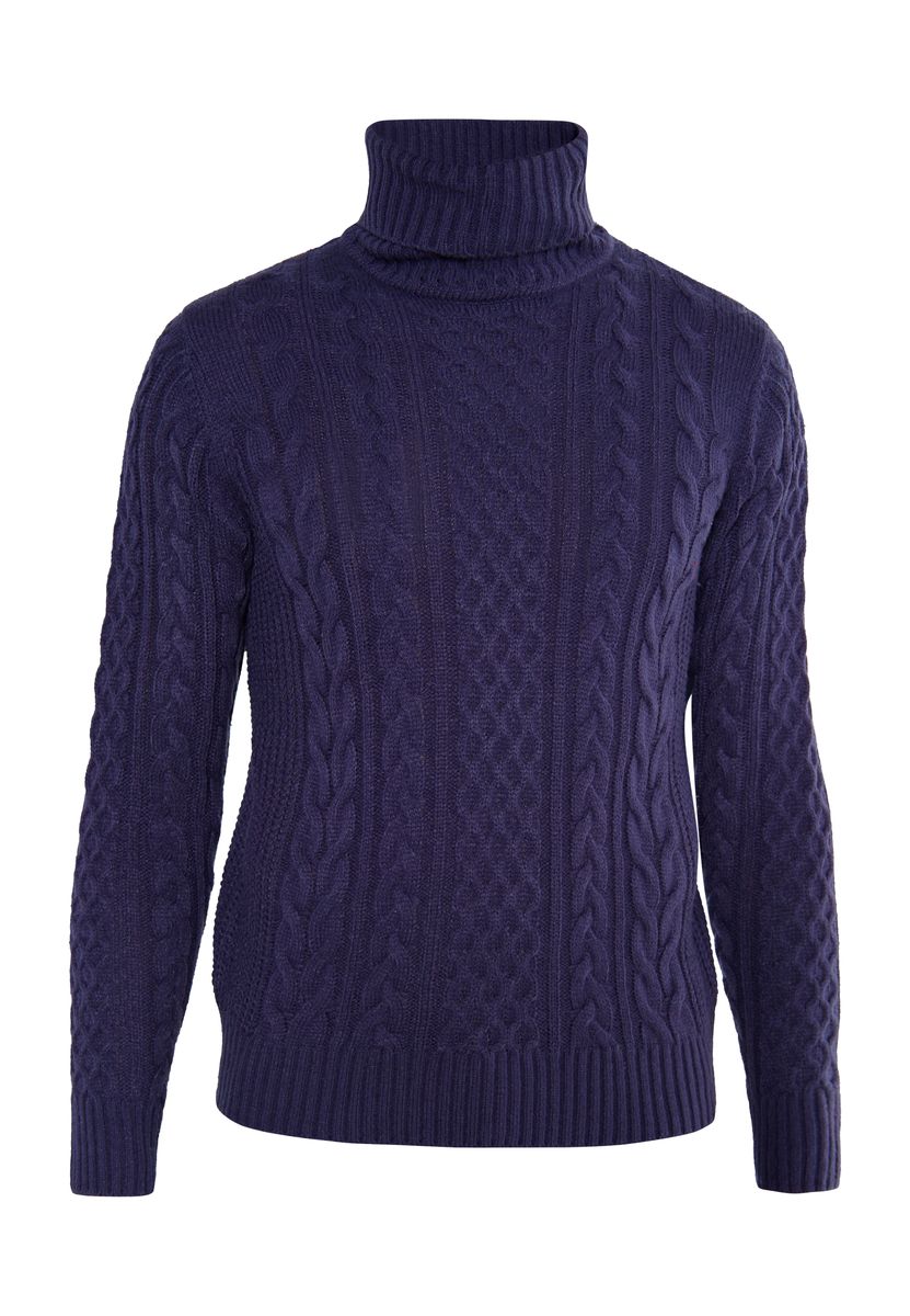 Klassischer Rollkragenpullover mit Zopfmuster