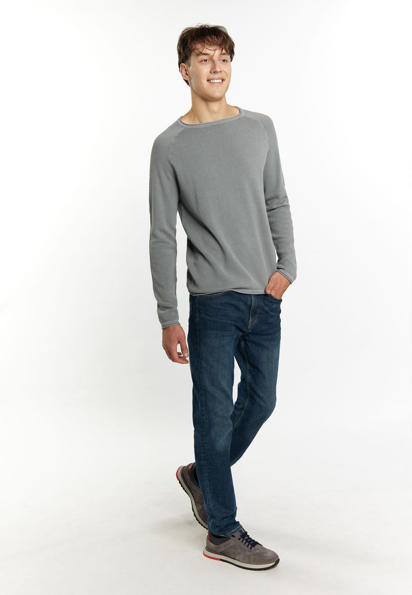 Lässiger Struktur-Baumwollstrickpullover