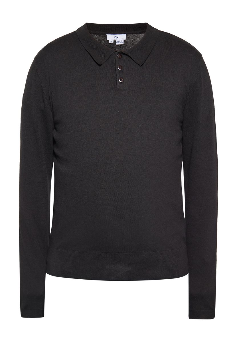 Klassischer Langarm-Polostrickpullover