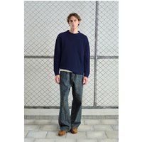Rippstrick-Pullover mit Rundhalsausschnitt