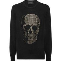Kaschmirpullover mit Strass-Totenkopf