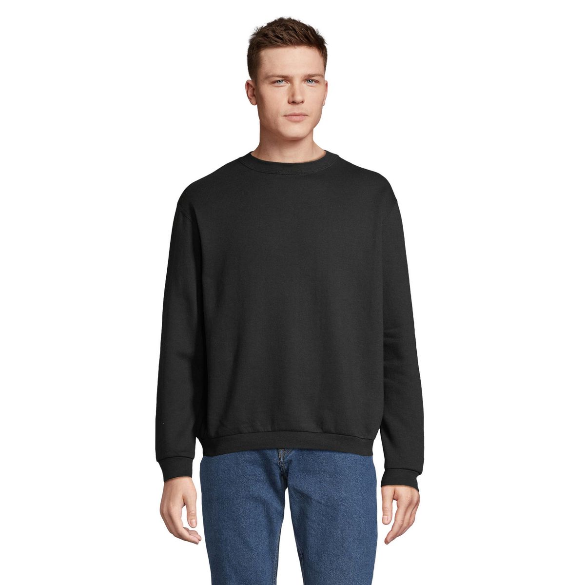 Klassisches Fleece-Sweatshirt mit Rundhalsausschnitt