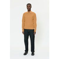 Waffelstrick-Pullover mit Viertelreißverschluss