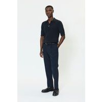 Geripptes Strick-Poloshirt mit Reißverschluss