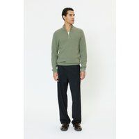 Strukturierter Strickpullover mit Viertelreißverschluss