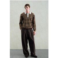 Gestreifter Baumwoll-Polo-Strickpullover