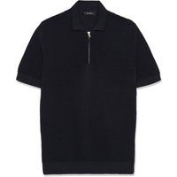 Strukturierter Strick-Polo mit Viertelreißverschluss