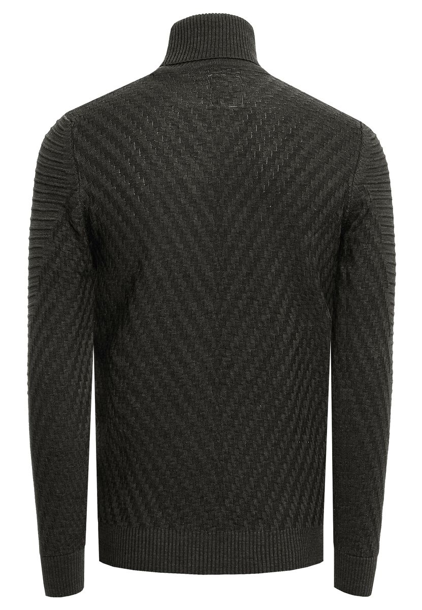 Strukturierter Rollkragenpullover mit Fischgrätmuster