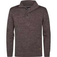 Melange-Pullover mit Knöpfkragen