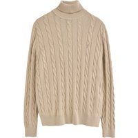 Zopfmuster-Rollkragenpullover aus Wollmischung