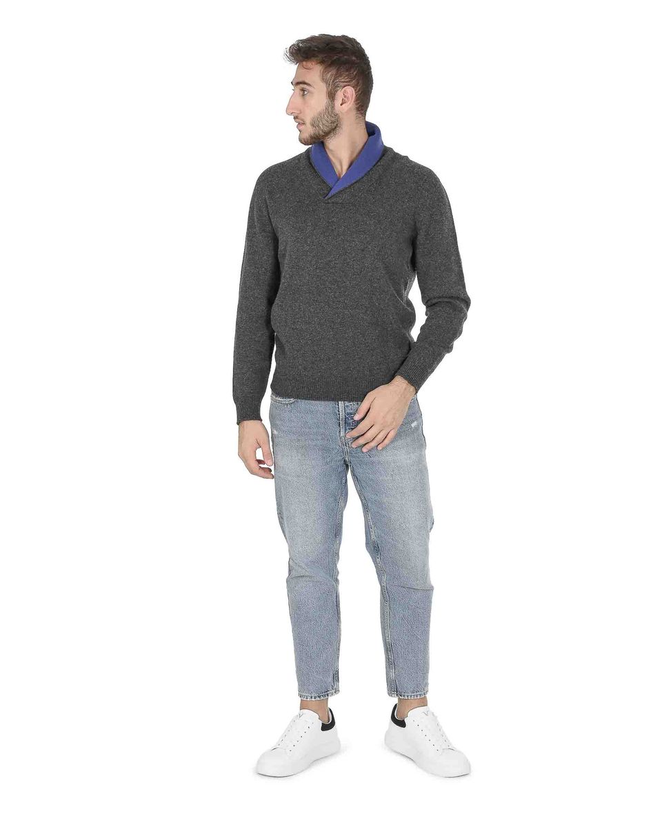 Kaschmir-Pullover mit Schalkragen