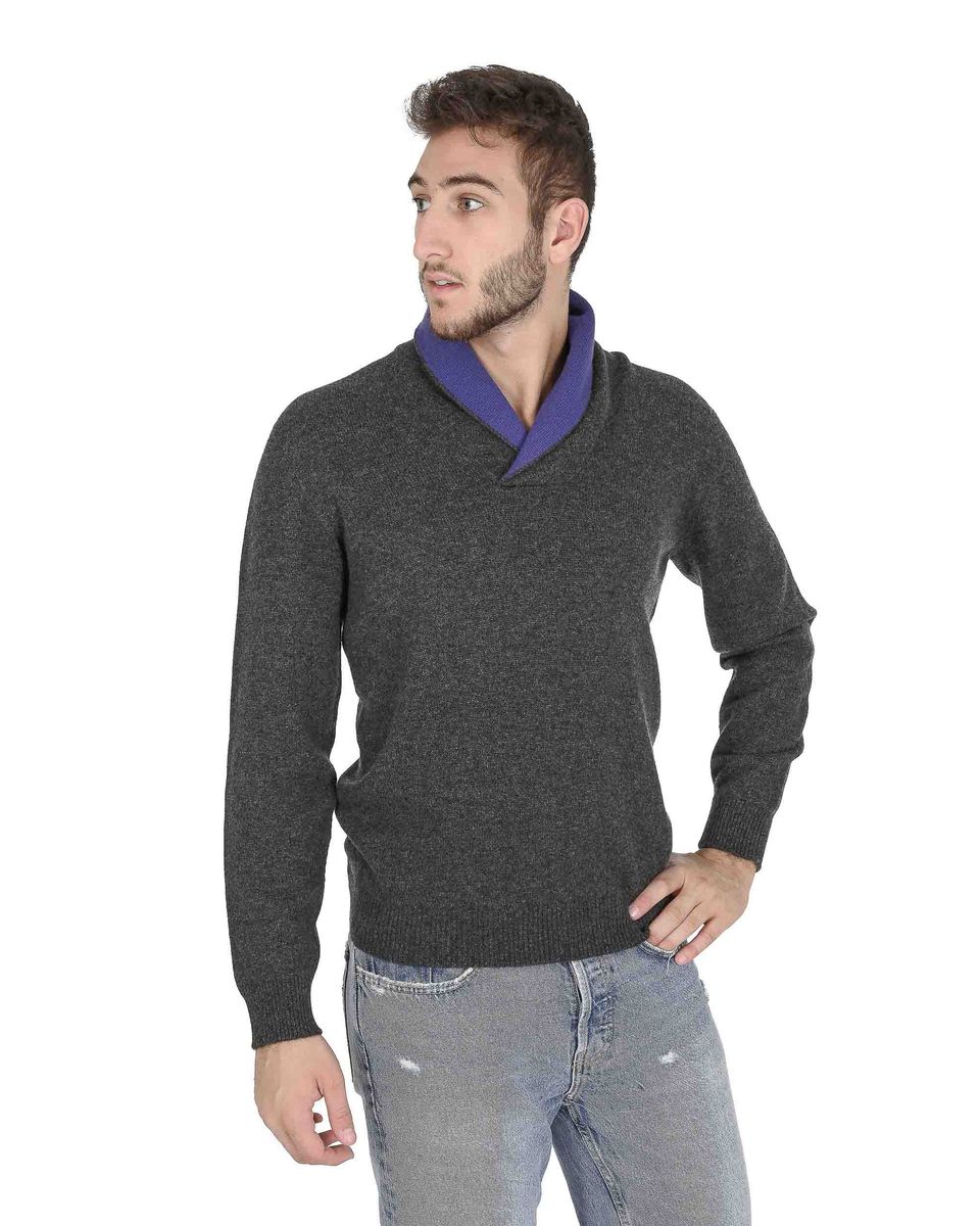 Kaschmir-Pullover mit Schalkragen