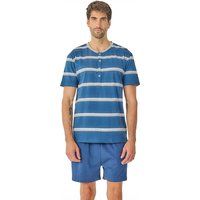 Gestreiftes Henley-Schlafanzug-Set