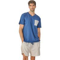 Gestreiftes Kurzpyjama-Set aus Leinenmischung