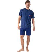 Gemustertes Pyjama-Set mit Henley-Ausschnitt