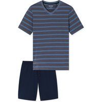 Gestreiftes Kurz-Pyjama-Set mit V-Ausschnitt