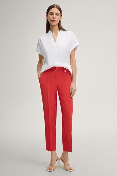 Marc Cain Basilia Weiße Bluse mit Baumwollmischung und kurzen Ärmeln