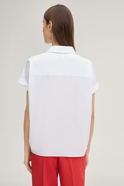 Marc Cain Basilia Weiße Bluse mit Baumwollmischung und kurzen Ärmeln