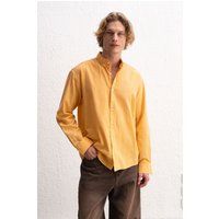 Oversized Baumwoll-Leinen-Freizeithemd