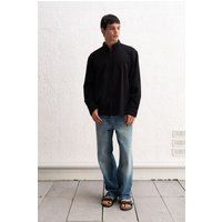 Oversized Baumwoll-Leinen-Hemd mit Knopfleiste