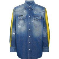 Distressed Western-Jeanshemd mit Streifen