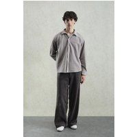 Minimalistisches Fleece-Strick-Überhemd mit Knöpfen