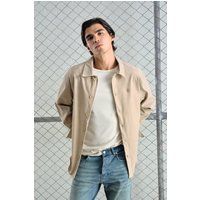 Strukturiertes Gabardine-Hemd mit Knopfleiste