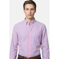 Gestreiftes Baumwollhemd mit Button-Down-Kragen