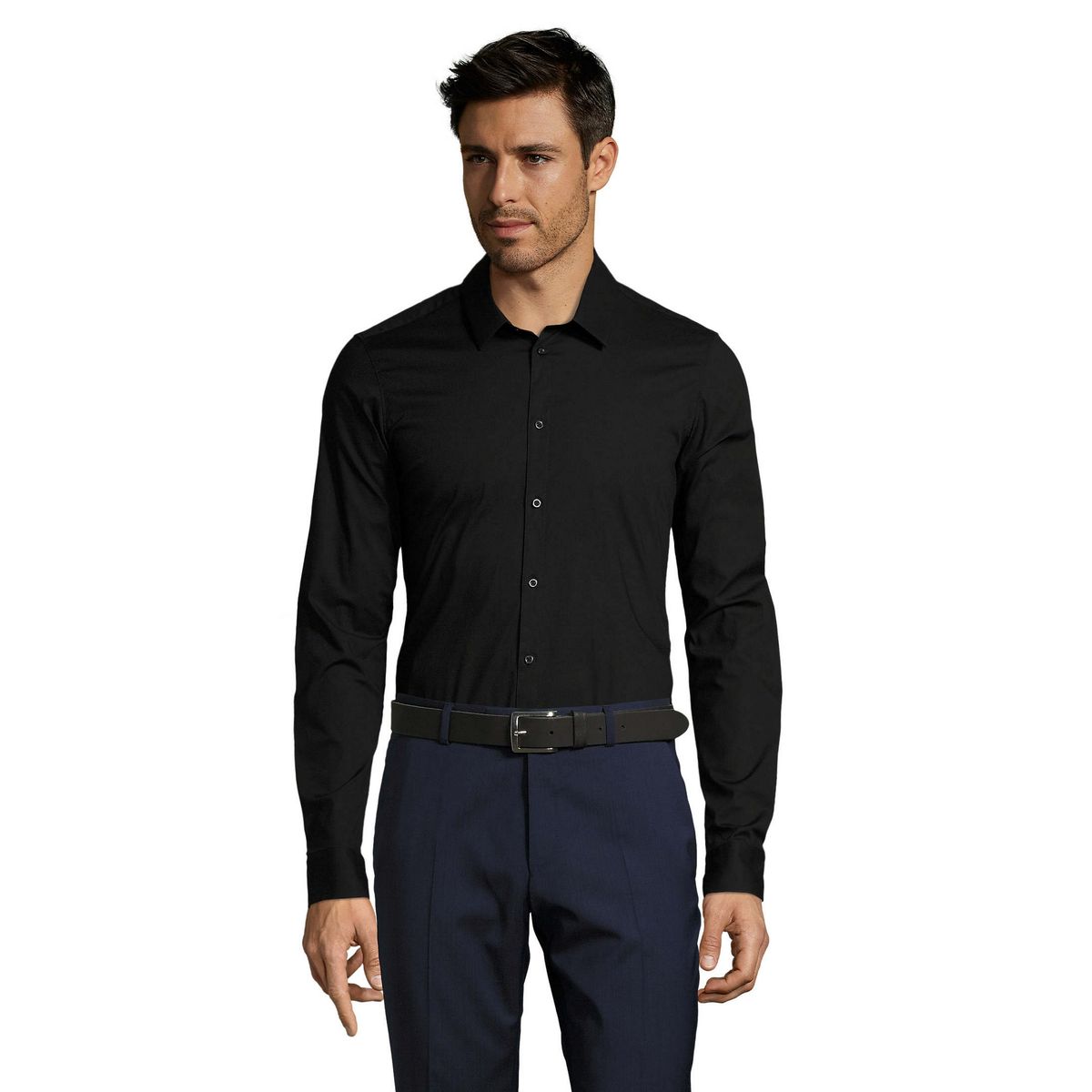Slim-Fit Popeline-Stretch-Hemd