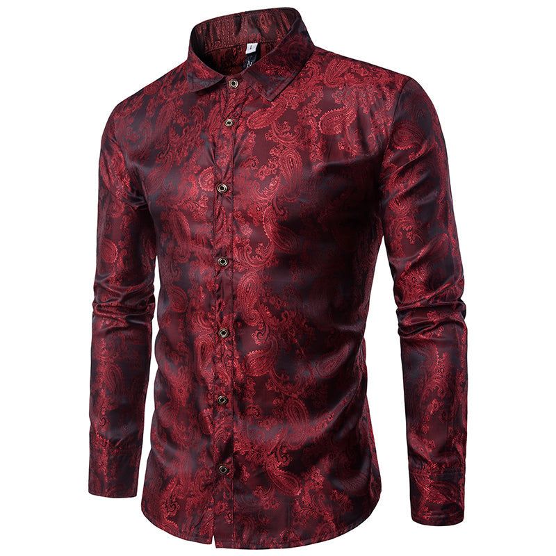 Besticktes Slim-Fit-Hemd mit Paisleymuster