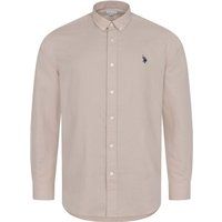 Leinen-Baumwoll-Hemd mit Button-Down-Kragen