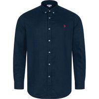 Langärmeliges Leinenmix-Hemd mit Button-Down-Kragen