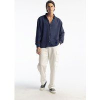 Oversized Button-Down Hemd aus Leinenmischung