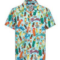 Hawaii-Hemd mit Tiki-Cocktail-Print