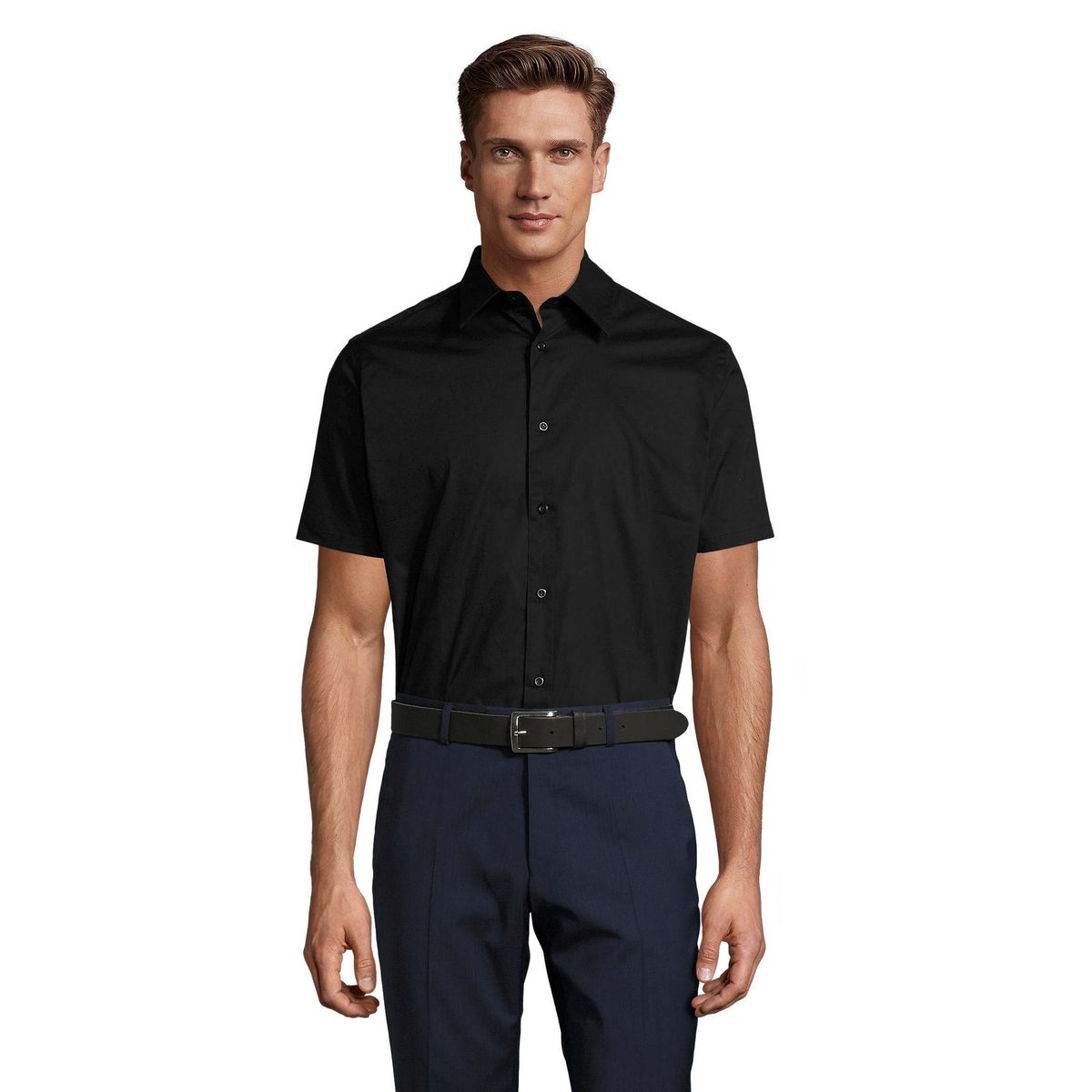 Kurzärmliges Slim-Fit Popeline-Hemd
