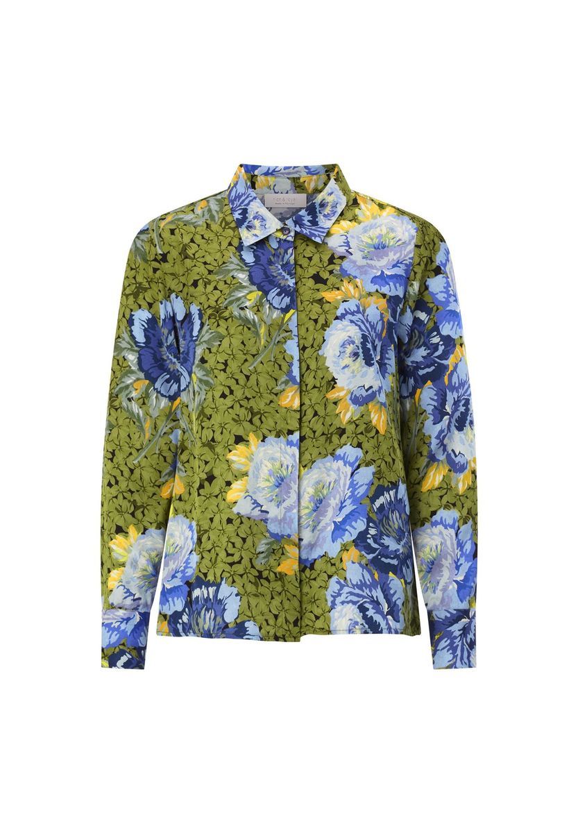 rich&royal Hemdbluse, Blusenkragen, für Damen, blau|grün, 36