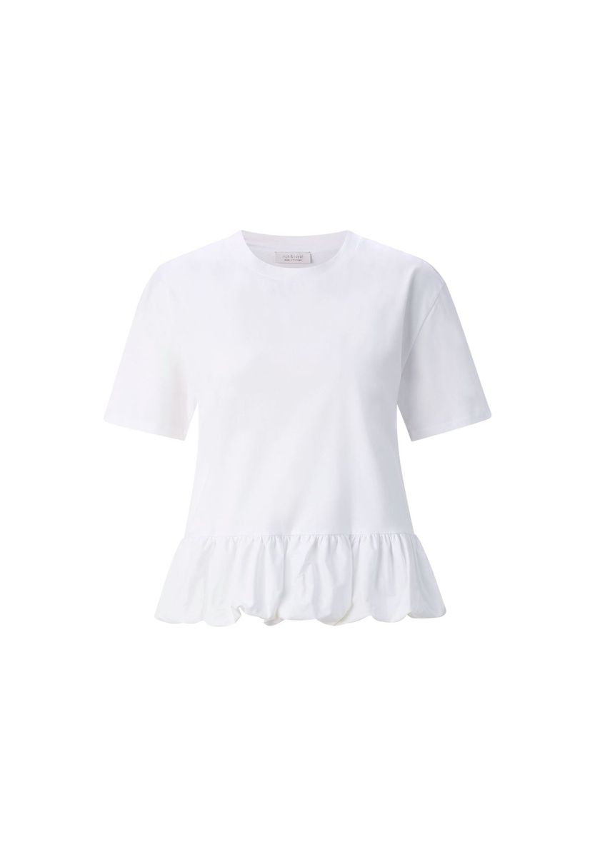 Baumwoll-T-Shirt mit Rüschensaum