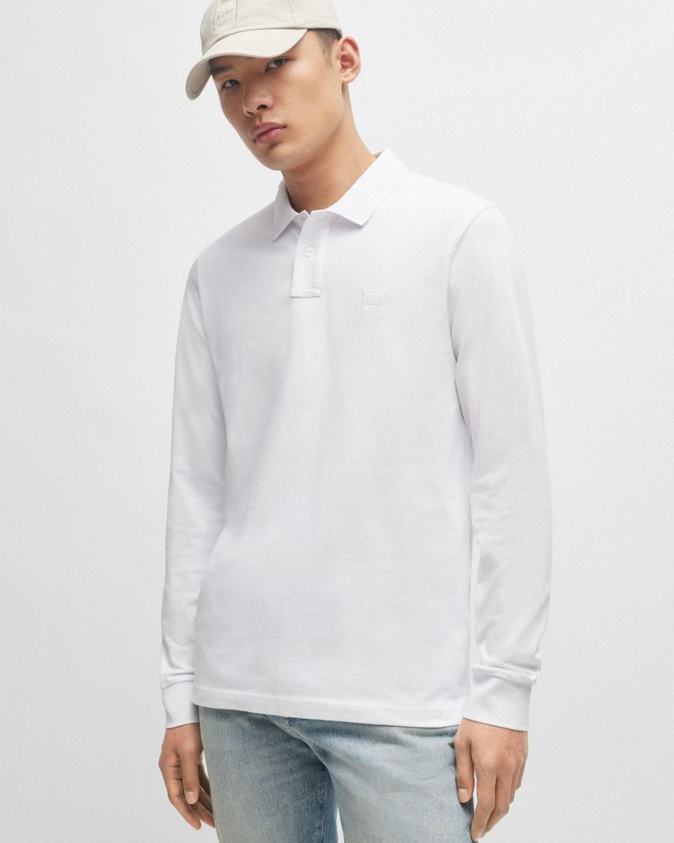 Langarm-Poloshirt aus Stretch-Baumwolle