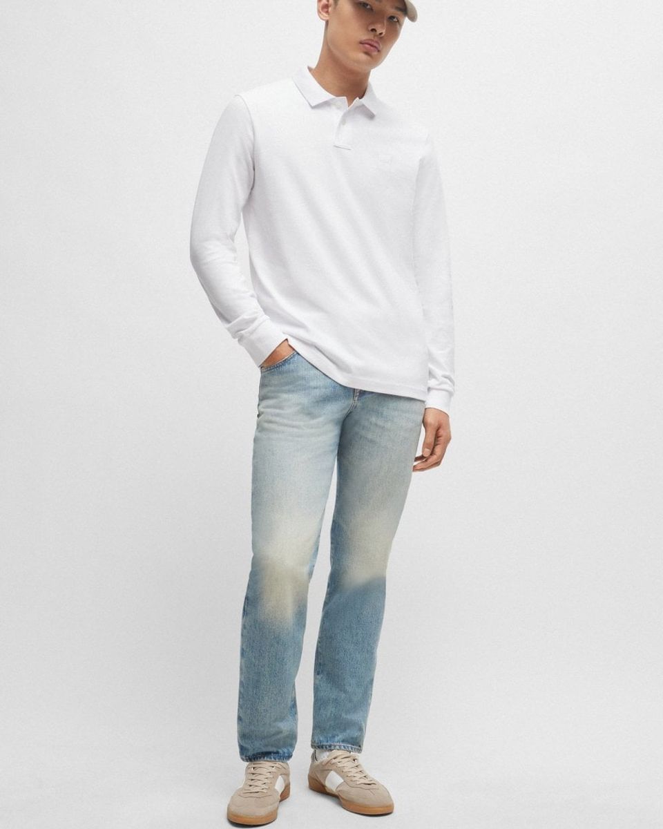 Langarm-Poloshirt aus Stretch-Baumwolle