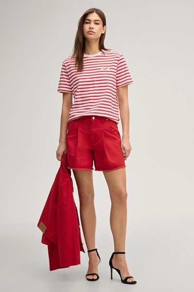 Joop Jeans Teele Rot und Weiß gestreiftes Baumwoll T-Shirt