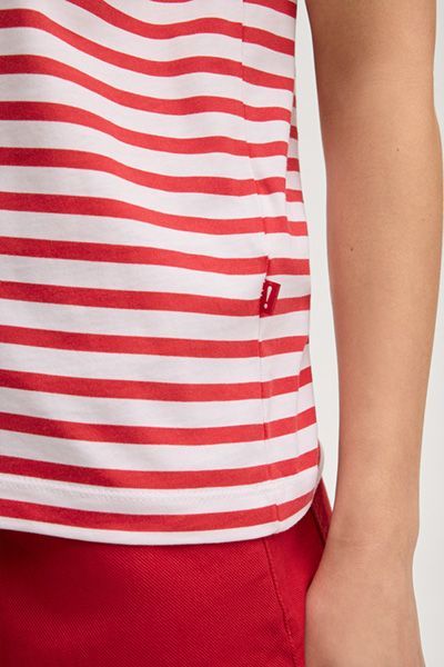 Joop Jeans Teele Rot und Weiß gestreiftes Baumwoll T-Shirt