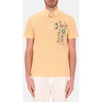 Piqué-Poloshirt mit Blumenstickerei