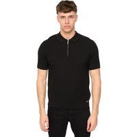 Strukturiertes Polo-Shirt mit Viertelreißverschluss
