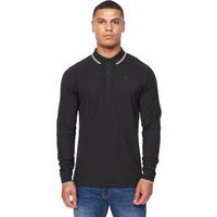 Langärmliges Piqué-Poloshirt mit Kontraststreifen