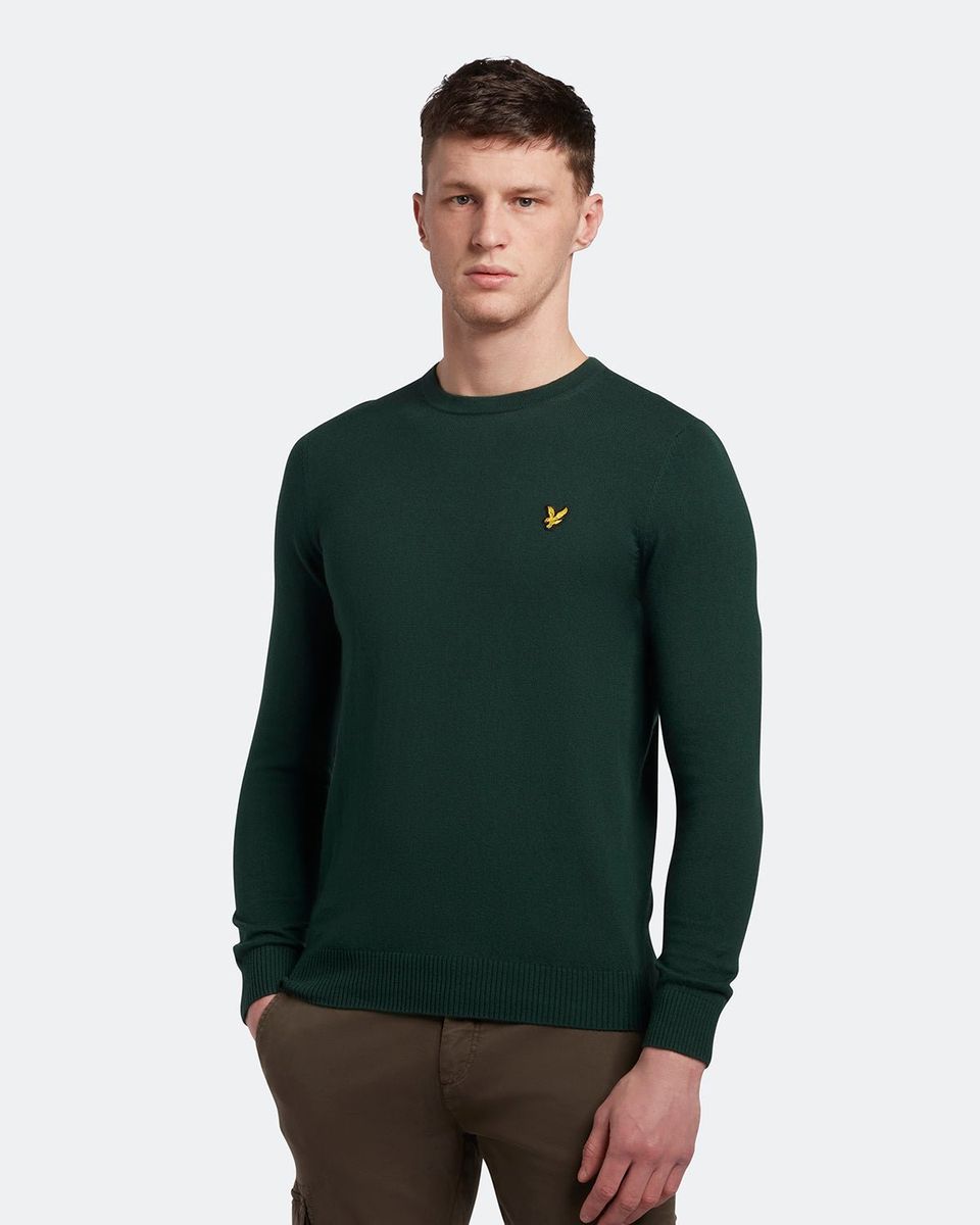 Baumwoll-Merino-Pullover mit Rundhalsausschnitt