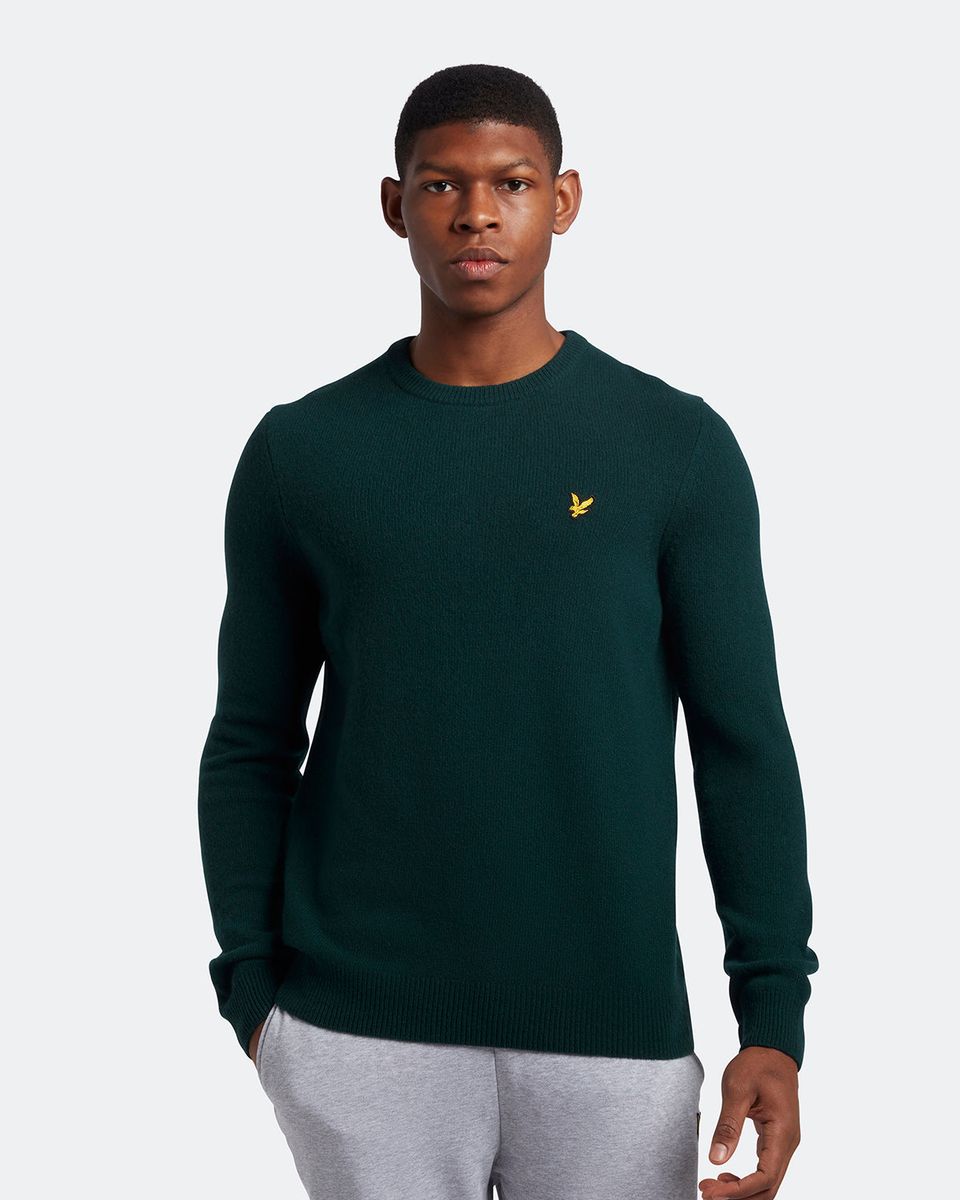 Klassischer Lammwollpullover mit Rundhalsausschnitt
